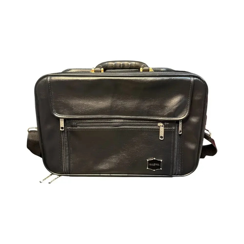 Vintage GOLDPFEIL Black Leatherette Faux Leather- Vinyl Construction Laptop Bag
